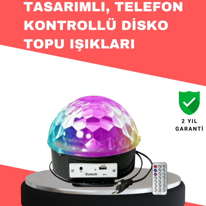 KESGİN MARKET ® Çok Renkli LED Masaüstü Disko Topu Parti Aydınlatma Cihazı