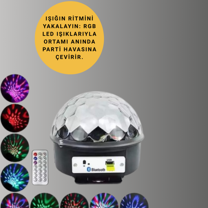 KESGİN MARKET ® Çok Renkli LED Masaüstü Disko Topu Parti Aydınlatma Cihazı