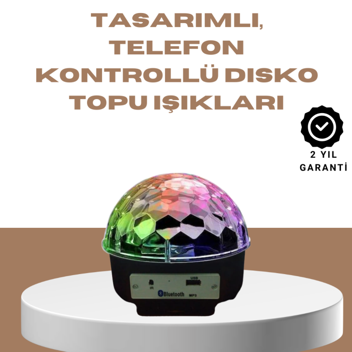 KESGİN MARKET ® Taşınabilir Bluetooth Disko Topu Uzaktan Kumandalı Işık Efektleri