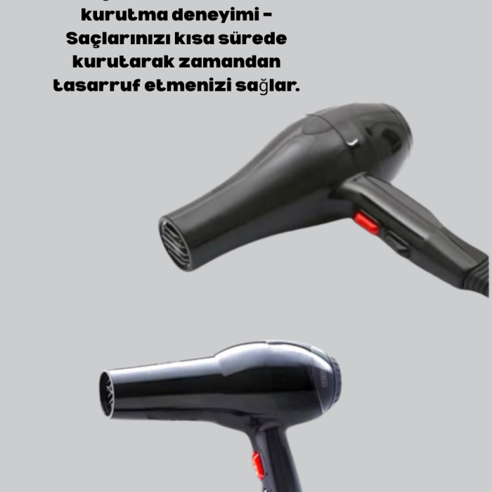 KESGİN MARKET ® 2200W Güçlü Motorlu Ergonomik Fön Makinesi