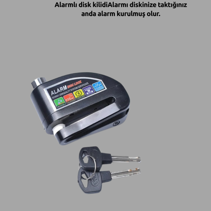 KESGİN MARKET ® Güvenlik Sensörlü Alarmlı Disk Kilidi Motosiklet ve Bisiklet İçin