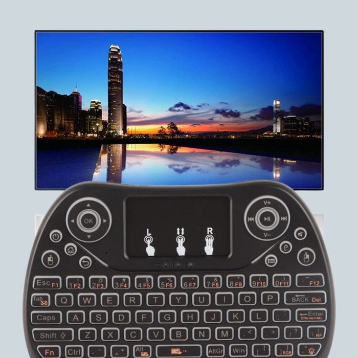 KESGİN MARKET ® Işıklı Kablosuz Mini Klavye – 2.4 GHz, Dokunmatik Mouse Özellikli