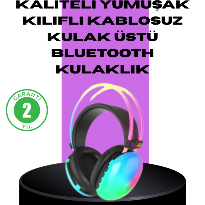 KESGİN MARKET ® RGB Aydınlatmalı Kablosuz Bluetooth Oyuncu Kulaklığı