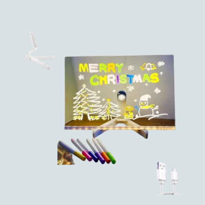 KESGİN MARKET ® Çocuklar İçin Renkli LED Mesaj Tahtası – Neon Kalemli, Eğlenceli ve Yaratıcı Yazı Panosu