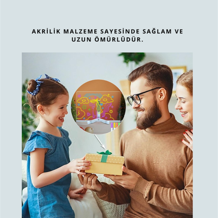 KESGİN MARKET ® Çocuklar İçin Renkli LED Mesaj Tahtası – Neon Kalemli, Eğlenceli ve Yaratıcı Yazı Panosu