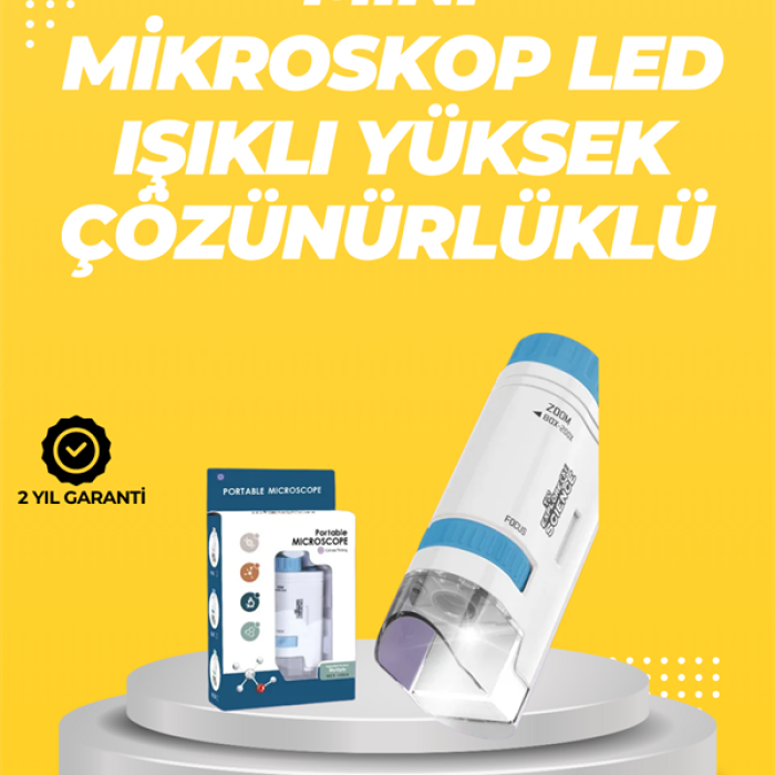KESGİN MARKET ® Taşınabilir LED Işıklı Cep Mikroskop – 80X–200X Büyütme
