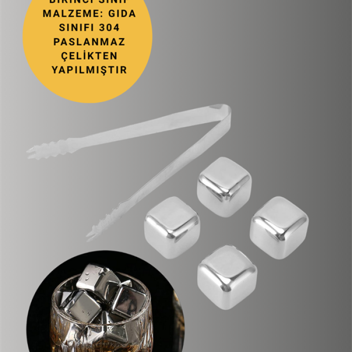 KESGİN MARKET ® Çevre Dostu Metal Buz Küpü ve Kullanışlı Klips Seti