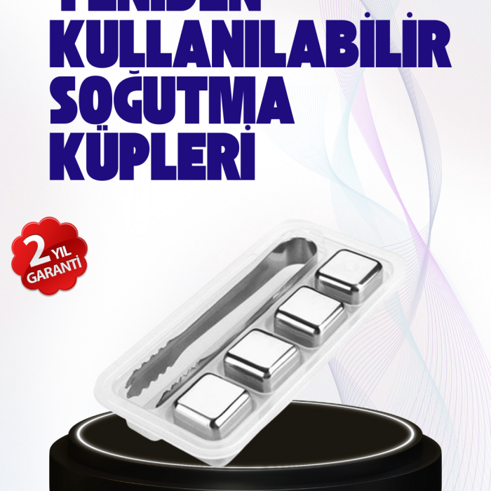 KESGİN MARKET ® Paslanmaz Çelikten Üretilmiş Metal Buz Küpü Seti ve Buz Klipsi