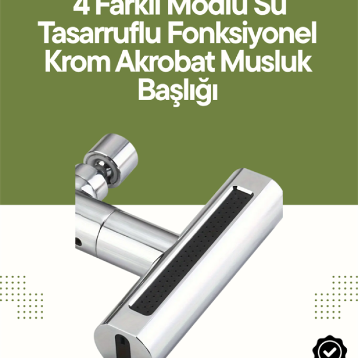 KESGİN MARKET ® Krom Musluk Başlığı | 4ü 1 Arada Su Çıkışı | Kolay Montajlı