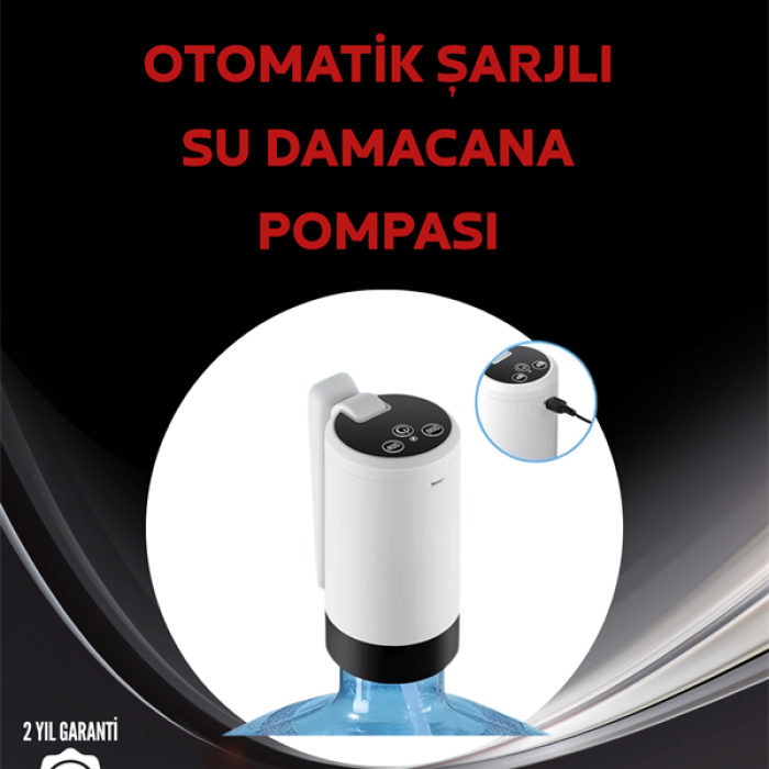 KESGİN MARKET ® Damacana Üstü Akıllı Su Pompası | 3 Damacana Kullanım | 4W Güç | Micro USB Şarjlı | Katlanabilir & Taşınabilir