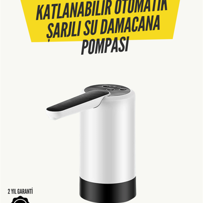 KESGİN MARKET ® 8000mAh Şarjlı Damacana Su Pompası | Tek Tuşla Otomatik Su Alımı | 40-80 Sn Dolum | Katlanabilir Tasarım