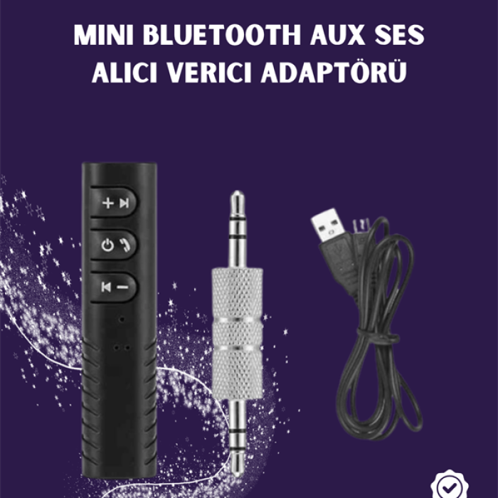 KESGİN MARKET ® Bluetooth AUX Adaptör | 3.5mm Ses Girişi İçin Kablosuz Dönüştürücü, 10m Menzil