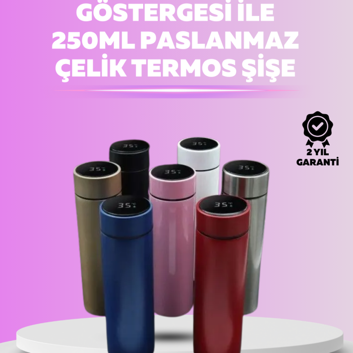 KESGİN MARKET ® LED Sıcaklık Ölçerli 250 ml Yalıtımlı Termos Şişe