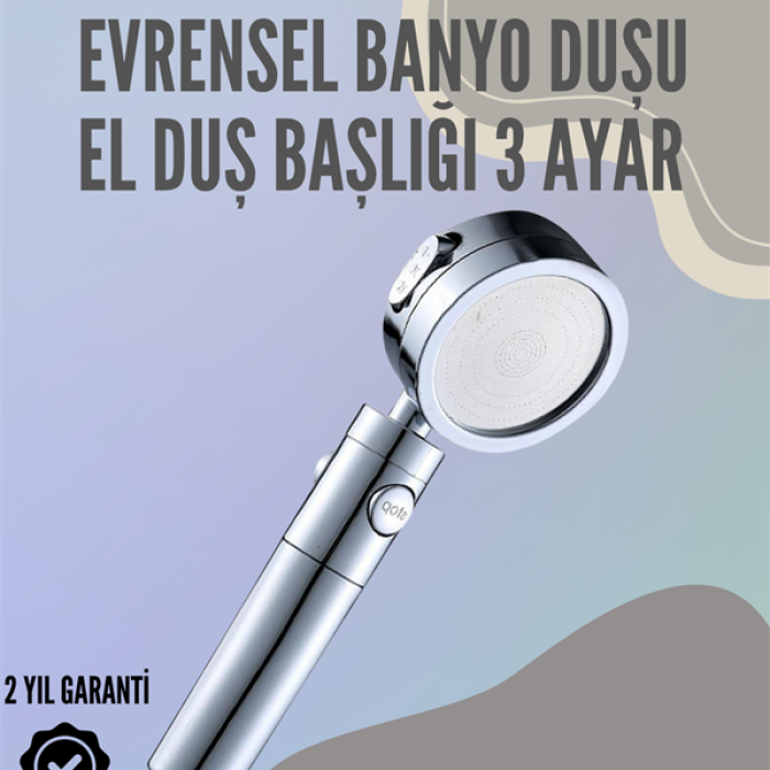 KESGİN MARKET ® Paslanmaz Çelik Çok Fonksiyonlu El Duş Başlığı – 3 Modlu Püskürtme Seçeneği