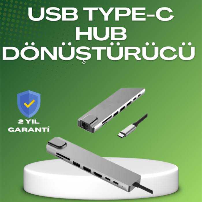 KESGİN MARKET ® Seyahat Dostu 8‑in‑1 Hub – Şarj & Veri & Video & Ağ için Eksiksiz Çözüm