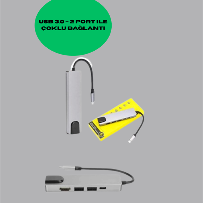 KESGİN MARKET ® Alüminyum Gövdeli Type‑C HDMI & Ethernet Adaptör – Tak & Çalıştır