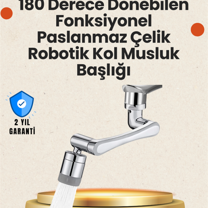 KESGİN MARKET ® Lavabo ve Mutfaklar İçin 1080 Derece Döner Musluk Başlığı – Pirinç Gövdeli