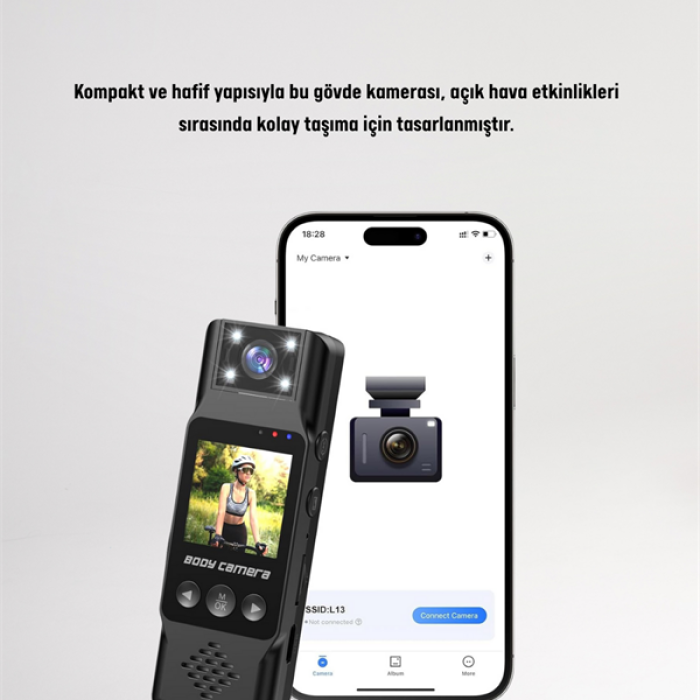 KESGİN MARKET ® WiFi Destekli Mini Kamera – 180° Dönebilen Lens, 1080P Video, TFT Ekranlı