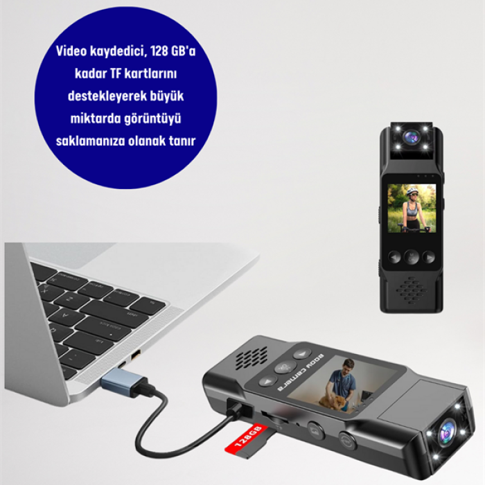 KESGİN MARKET ® WiFi Destekli Mini Kamera – 180° Dönebilen Lens, 1080P Video, TFT Ekranlı