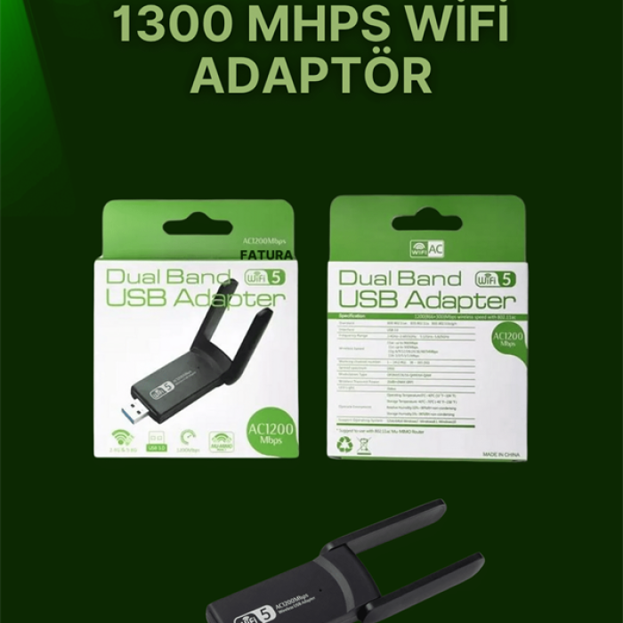 KESGİN MARKET ® USB 3.0 Wireless Adaptör – 2.4GHz & 5GHz Destekli