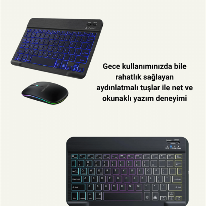 KESGİN MARKET ® Tüm Cihazlarla Uyumlu RGB Işıklı Kablosuz Klavye ve Mouse Seti