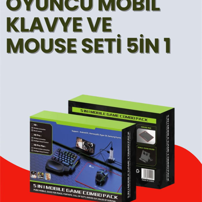 KESGİN MARKET ® 5in1 BT5.3 Mobil Oyun Kiti Klavye Mouse Dönüştürücü Seti