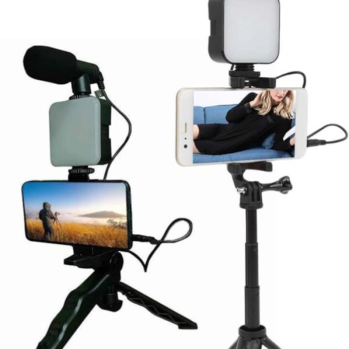 KESGİN MARKET ® Telefon Tutucu Led Işıklı Kumandalı Mikrofon Telefon Vlog Video Kayıt