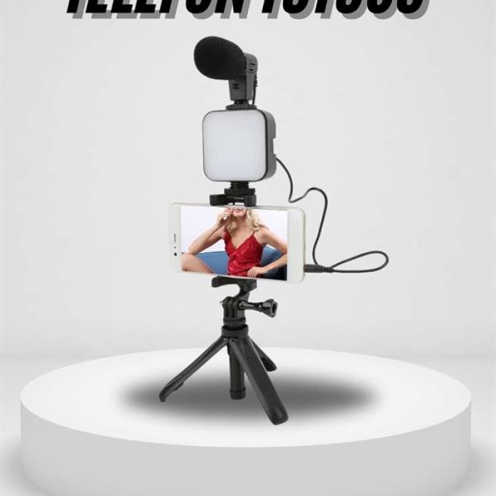 KESGİN MARKET ® Akıllı Telefon Vlog Kiti Tripod Mini Mikrofonlu Telefon Tutucu