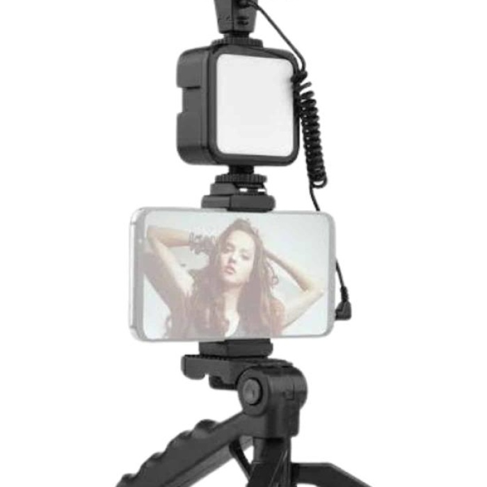 KESGİN MARKET ® Tripod Telefon Tutucu Kumandalı Mikrofon Led Işık Vlog Video Kayıt
