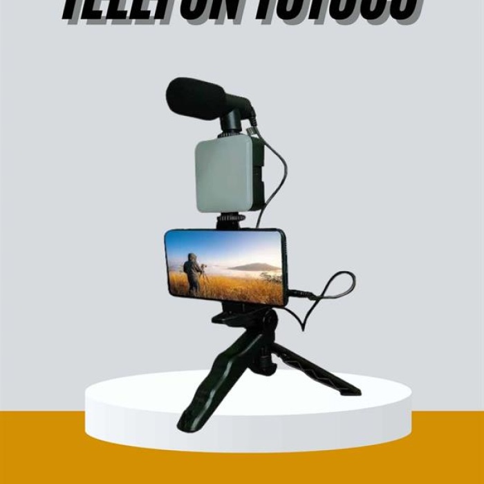 KESGİN MARKET ® Tripod Telefon Tutucu Kumandalı Mikrofon Led Işık Vlog Video Kayıt