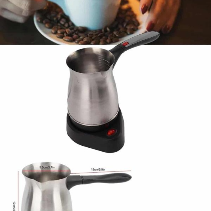 KESGİN MARKET ® Elektrikli Cezve 800 Watt Paslanmaz Çelik Türk Kahve Makinesi Saplı
