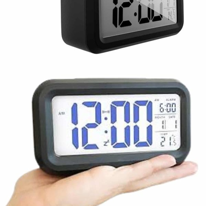 KESGİN MARKET ® Dijital Masa Saati Termometreli Takvim Çalar Saat Led Ekran Pilli