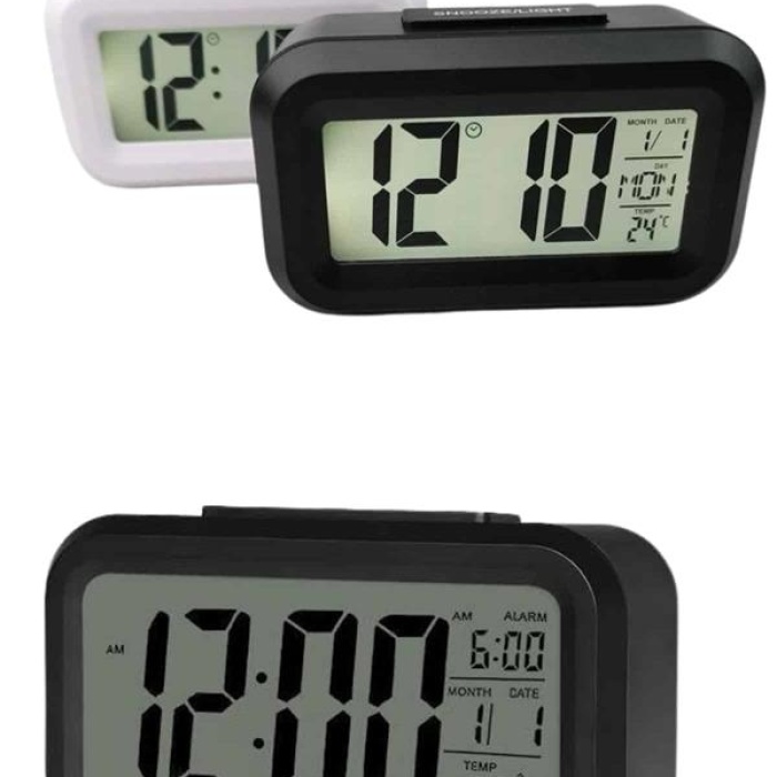 KESGİN MARKET ® Dijital Masa Saati Termometreli Takvim Çalar Saat Led Ekran Pilli