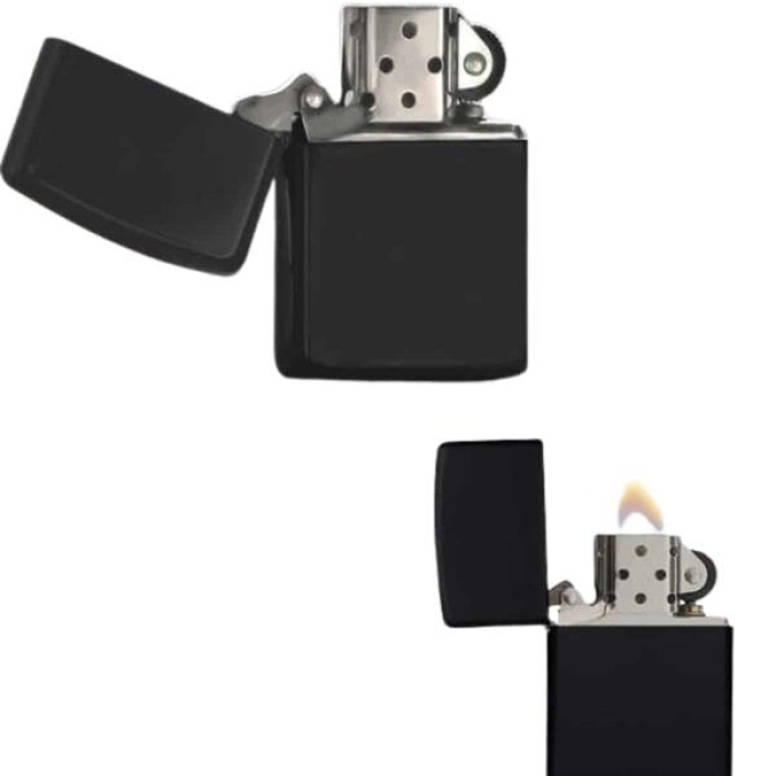 KESGİN MARKET ® Çakmak Parlak Siyah Zippo Benzinli Çakmak Cep Boy Doldurulabilir