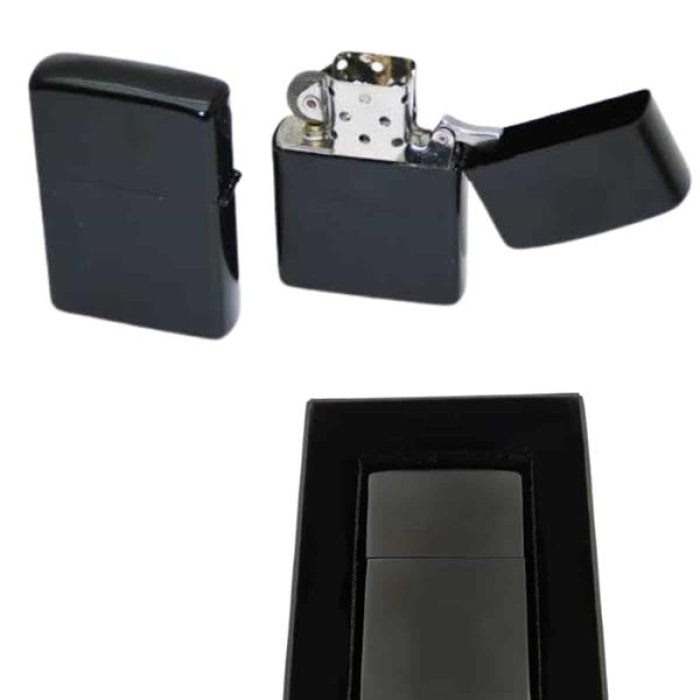 KESGİN MARKET ® Çakmak Parlak Siyah Zippo Benzinli Çakmak Cep Boy Doldurulabilir