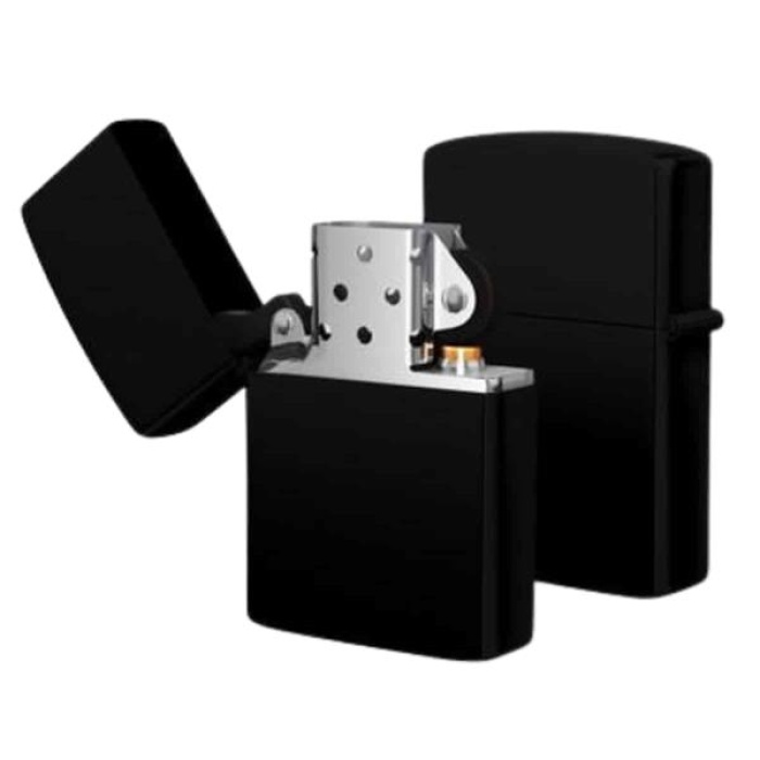 KESGİN MARKET ® Çakmak Parlak Siyah Zippo Benzinli Çakmak Cep Boy Doldurulabilir