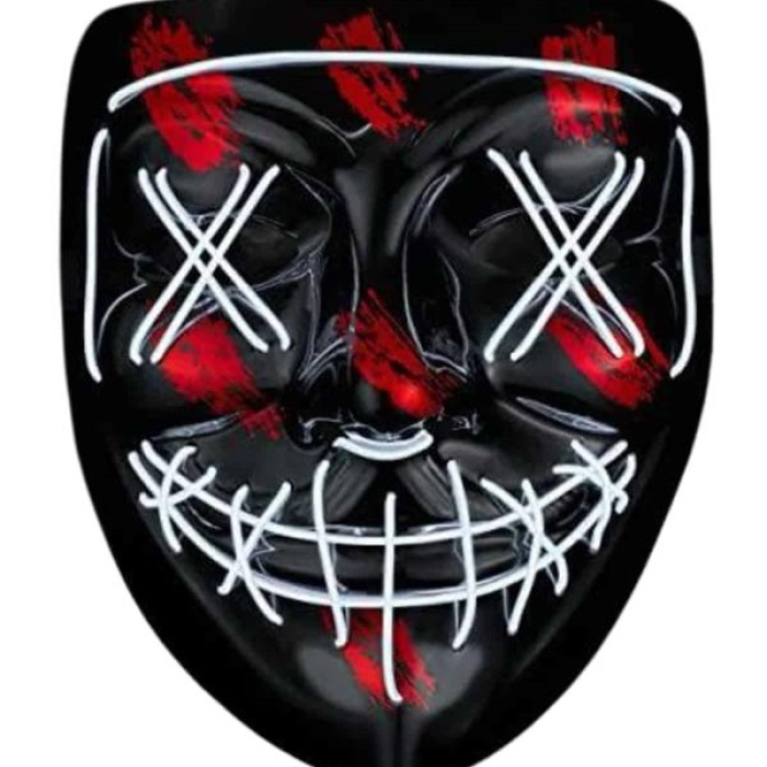 KESGİN MARKET ® Hallowen Parti Maskesi Neon Led Işıklı Maske 3 Modlu Cadılar Bayramı Maskesi