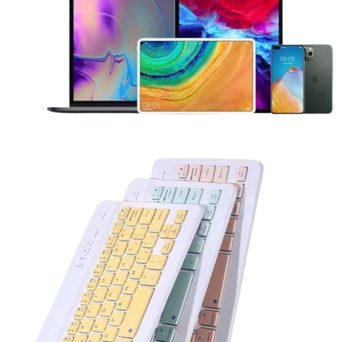 KESGİN MARKET ® Android ve İOS Uyumlu Bluetooth Kablosuz Türkçe Q Klavye Renkli