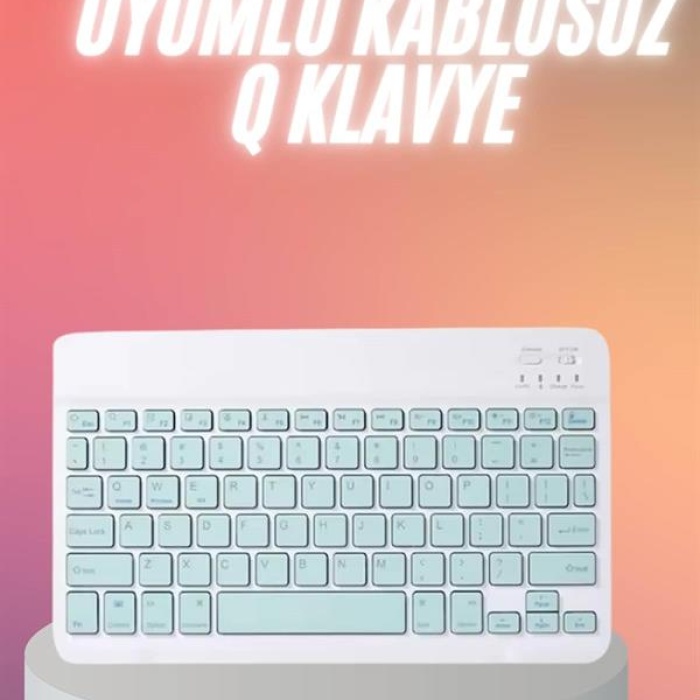 KESGİN MARKET ® Bluetooh Wıreless Keyboard Siyah Q Klavye İOS Ipad Android Windows Uyumlu