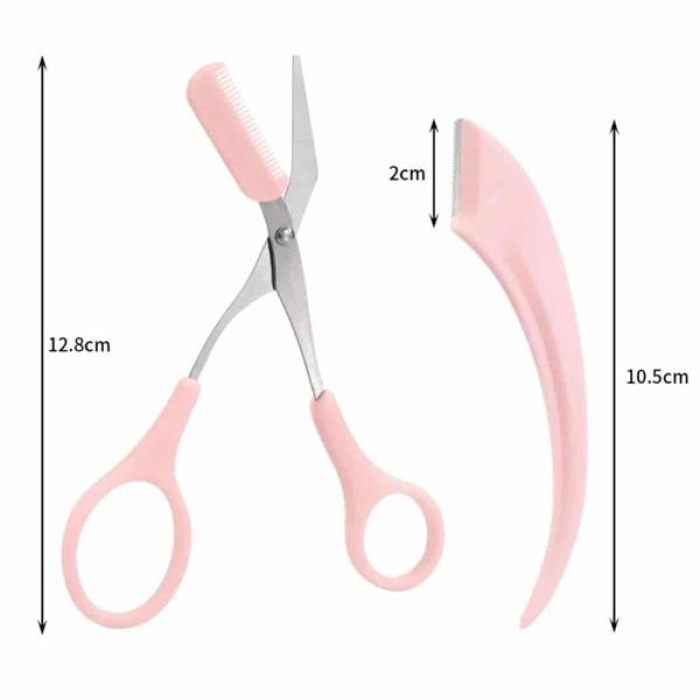 KESGİN MARKET ® Taraklı Kaş Makası ve Ustura Seti Kaş Düzeltme Makası Kaş Bıyık Alma Aleti