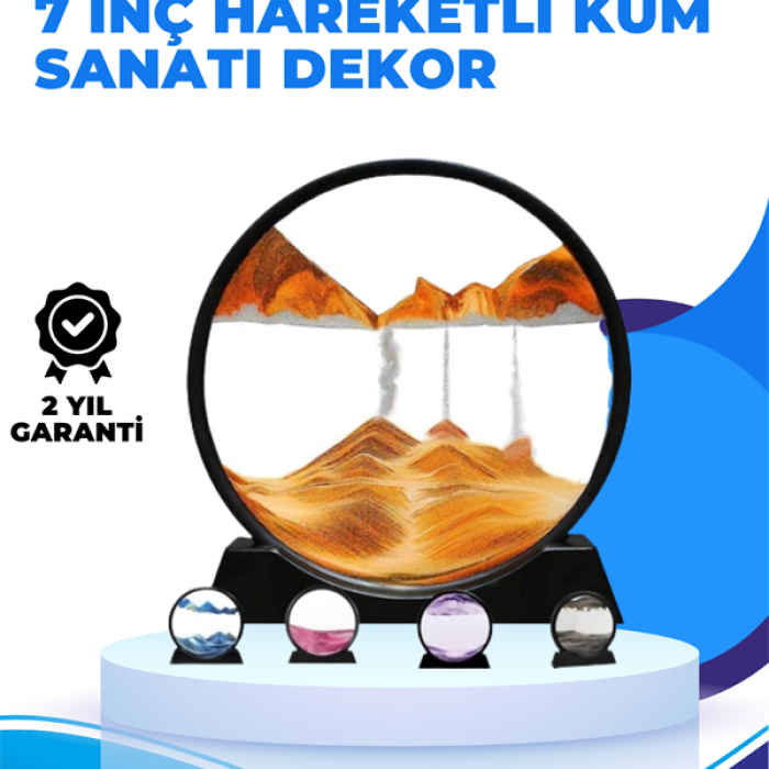 KESGİN MARKET ® Döndürülebilir Dinamik Kum Tablosu – Stres Giderici, Yüksek Kaliteli Cam ve Doğal Kum ile Sanatsal Masa Dekoru