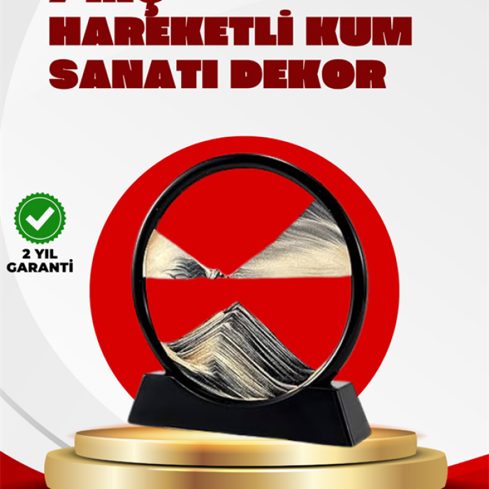 KESGİN MARKET ® Rahatlatıcı Kum Sanatı – Yuvarlak Cam Çerçeveli Hareketli Kum Resmi, Ofis ve Ev İçin Etkileşimli Masaüstü Süs