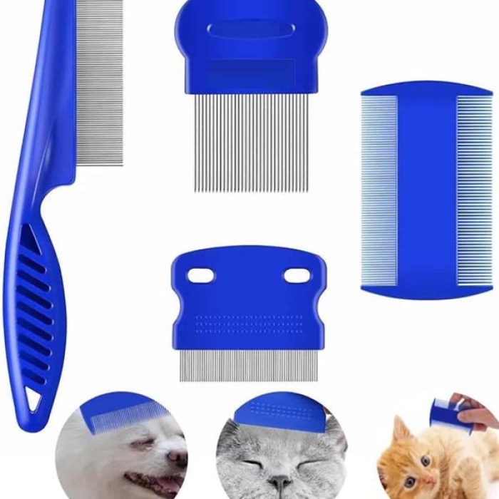 KESGİN MARKET ® 4lü Bit Pire Tarağı Set Kedi Köpek Evcil Hayvan Tüy Toplayıcı Mavi