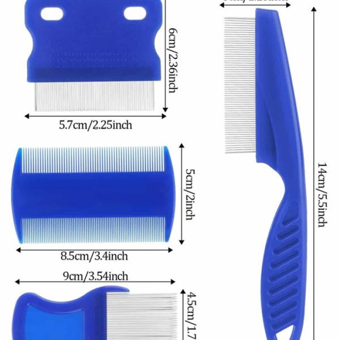 KESGİN MARKET ® 4lü Bit Pire Tarağı Set Kedi Köpek Evcil Hayvan Tüy Toplayıcı Mavi