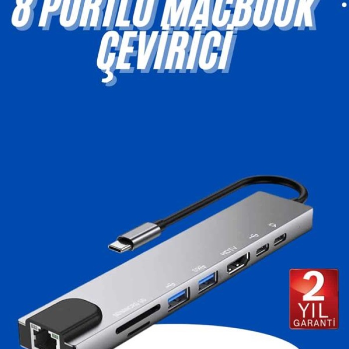 KESGİN MARKET ® Usb Type-c Hub Dönüştürücü Çevirici Çoklayıcı Macbook Çevirici 8 Portlu
