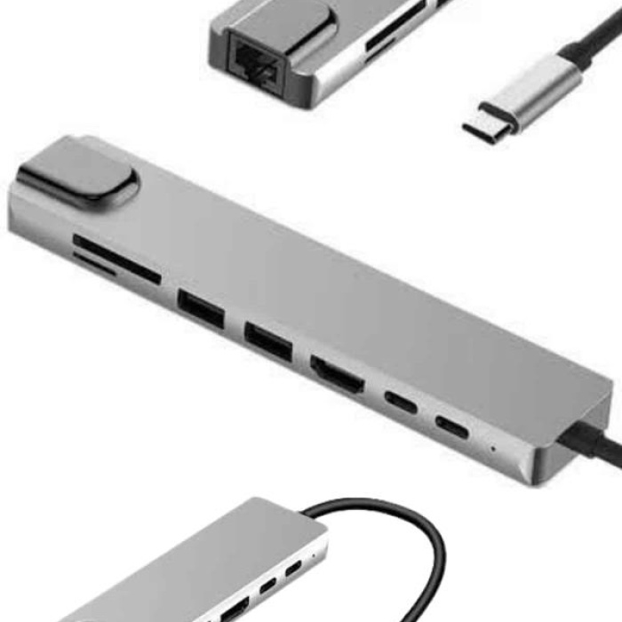 KESGİN MARKET ® 8 Portlu Macbook Çevirici Type C Hub  SD TF USB Çoğaltıcı Ethernet