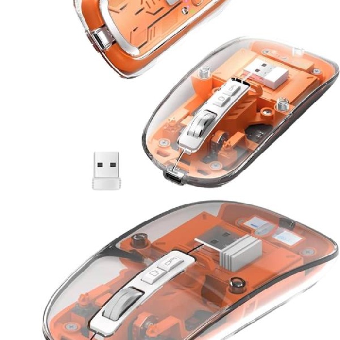 KESGİN MARKET ® Sessiz Tıklama Çift Modlu Bluetooth Ve Alıcı Şeffaf Mouse Fare