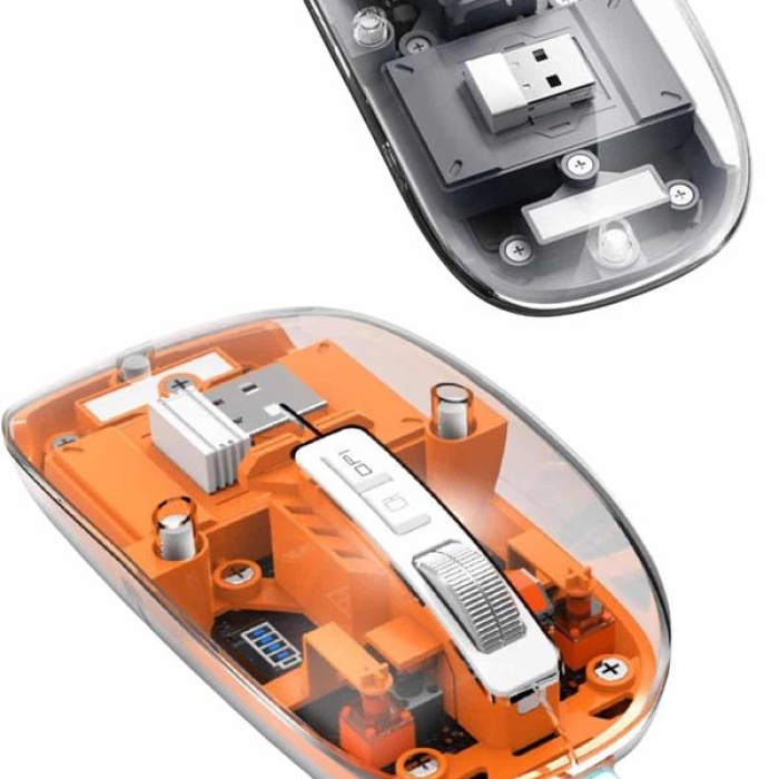 KESGİN MARKET ® Mouse Fare Kablosuz Mouse Fare Şarjlı Bluetooth Sessiz 5 Tuşlu Şeffaf