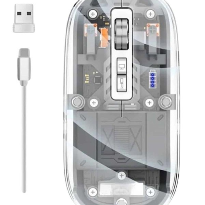 KESGİN MARKET ® Mouse Fare Kablosuz Mouse Fare Şarjlı Bluetooth Sessiz 5 Tuşlu Şeffaf