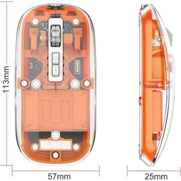 KESGİN MARKET ® Mouse Fare Kablosuz Mouse Fare Şarjlı Bluetooth Sessiz 5 Tuşlu Şeffaf